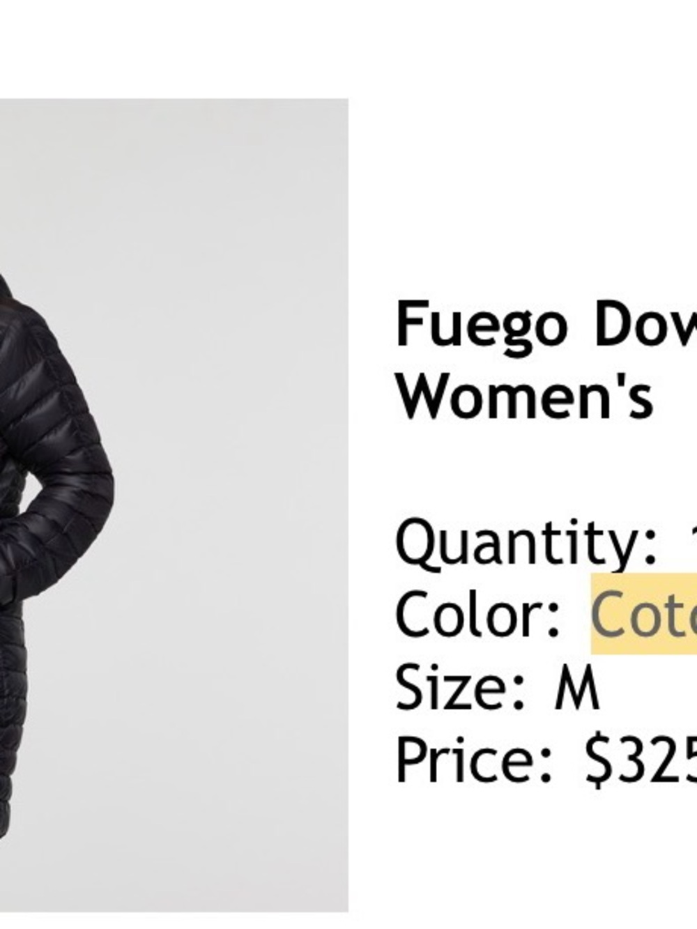 cotopaxi Women's Fuego Down Jacket - Black